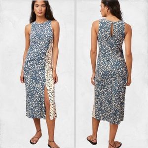 Rails Gabriella Dress Turquoise Mixed Textured Spots XL midi ruching sleeveless